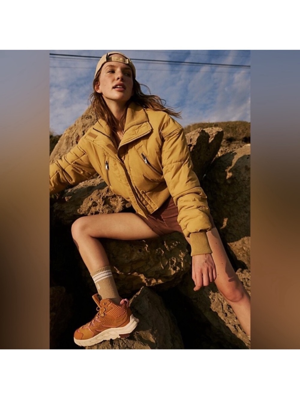 FP Movement by Free People Cropped Mustard Puffer Jacket - Picture 2 of 9